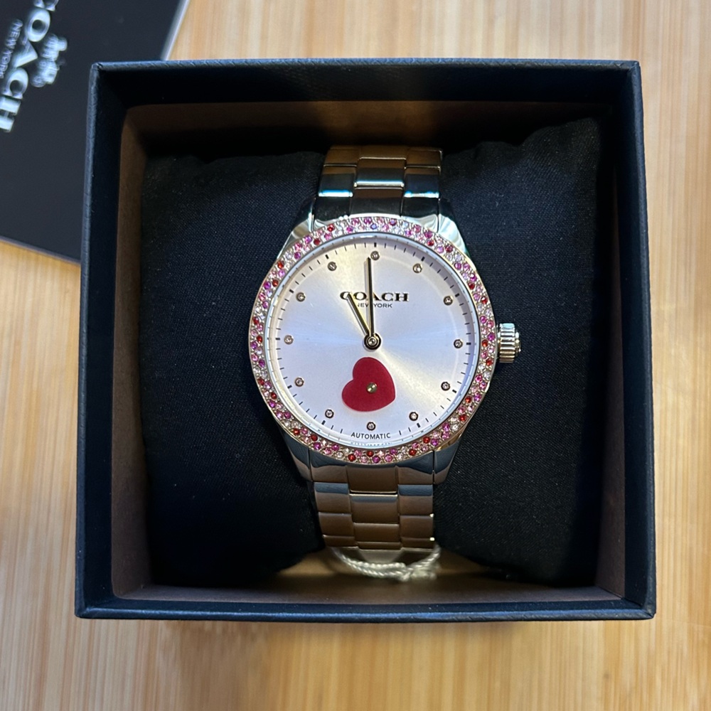 Coach Brooks Automatic Watch with 38mm Pinkish Gold Tone Face & Golden Bracelet - Picture 7 of 8